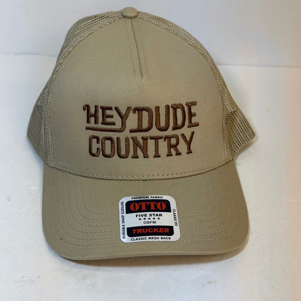 Heydude Country Otto Trucker Hat Tan Khaki Mesh Back Snapback Cap OSFM 102-664